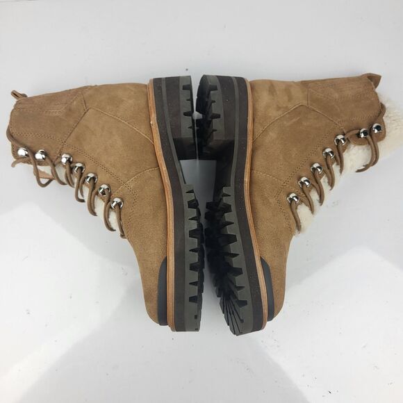 Marc Fisher Lzzie Women's Combat Boot Real Fur Brown Size 7 M - Picture 7 of 10